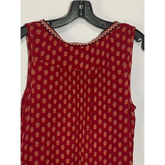 Patrons of Peace Women's Sangria Floral Embroidered Indian Tank Top Red Small - Picture 2 of 11